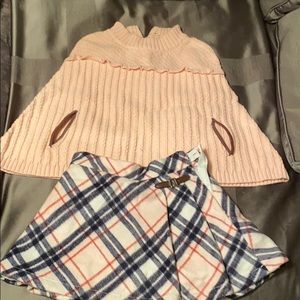 Janie and Jack Pale Pink and Navy Skirt & Sweater